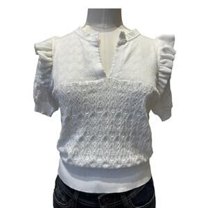 NEW &ISLA kizzy short sleeve vee in white